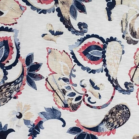 Chicos Shirt Womens Size 3 US XL Paisley Tunic Stretch Cotton White Pullover - Picture 4 of 8